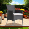 Marri Patio Dining Chair Set of 2, Ergonomic, Gray Wicker Design, Beige