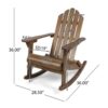 Outdoor Adirondack Rocking Chair, Slatted Back, Slope Arms, Dark Brown Wood