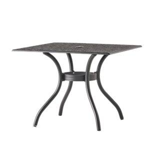 150220266991e63ace100.jpeg Cay Outdoor Dining Table, 40 Inch Square Top, Black Lattice Metal Design