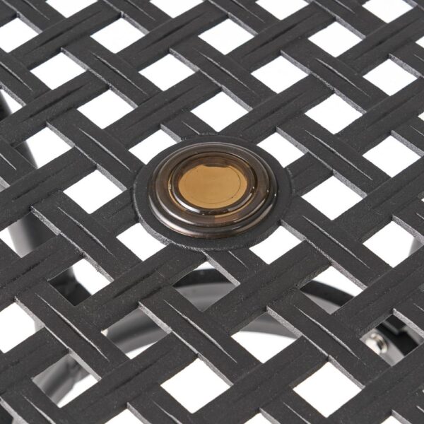 150220266991e63e0e5f1.jpeg Cay Outdoor Dining Table, 40 Inch Square Top, Black Lattice Metal Design