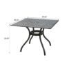 150220266991e6418db3d.jpeg Cay Outdoor Dining Table, 40 Inch Square Top, Black Lattice Metal Design