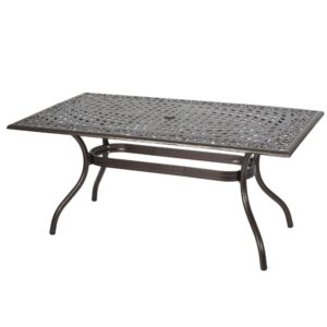 Toni Outdoor Table, 67 Inch Rectangular Top, Lattice Bronze Aluminium