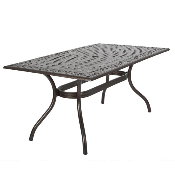 Toni Outdoor Table, 67 Inch Rectangular Top, Lattice Bronze Aluminium