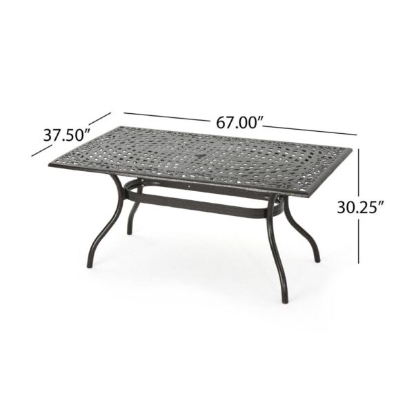 Toni Outdoor Table, 67 Inch Rectangular Top, Lattice Bronze Aluminium