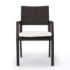 150220266991e669ed71f.jpeg Roeh Outdoor Dining Chair Set of 2, Contemporary Wicker and Brown Fabric
