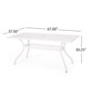 Toni Table, 67 Inch Rectangular Lattice Top, Saber Legs, White Aluminium