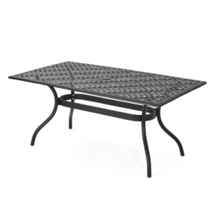 Cay Outdoor Dining Table, 67 Inch Rectangular, Lattice Black Aluminium