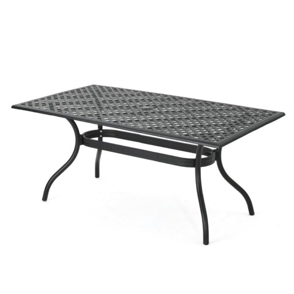 Cay Outdoor Dining Table, 67 Inch Rectangular, Lattice Black Aluminium