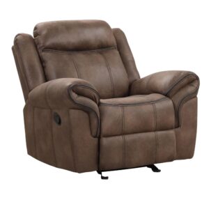 150220266991e6948c602.jpeg Arisa Manual Glider Recliner Chair, Brown Faux Leather, Pillow Arms