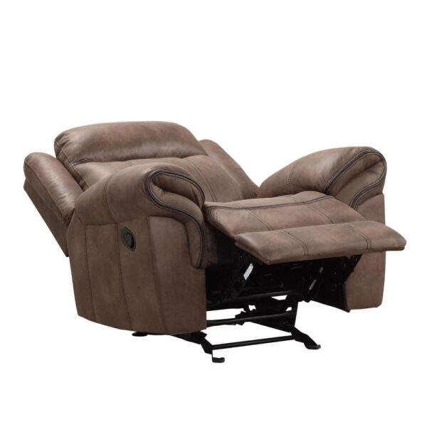 150220266991e69810c62.jpeg Arisa Manual Glider Recliner Chair, Brown Faux Leather, Pillow Arms