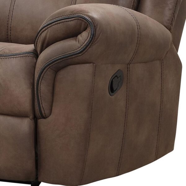 150220266991e699f31ff.jpeg Arisa Manual Glider Recliner Chair, Brown Faux Leather, Pillow Arms