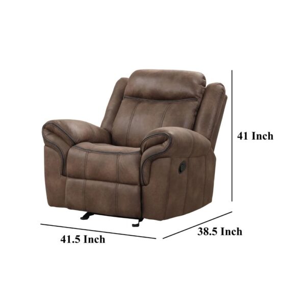 150220266991e69b66097.jpeg Arisa Manual Glider Recliner Chair, Brown Faux Leather, Pillow Arms