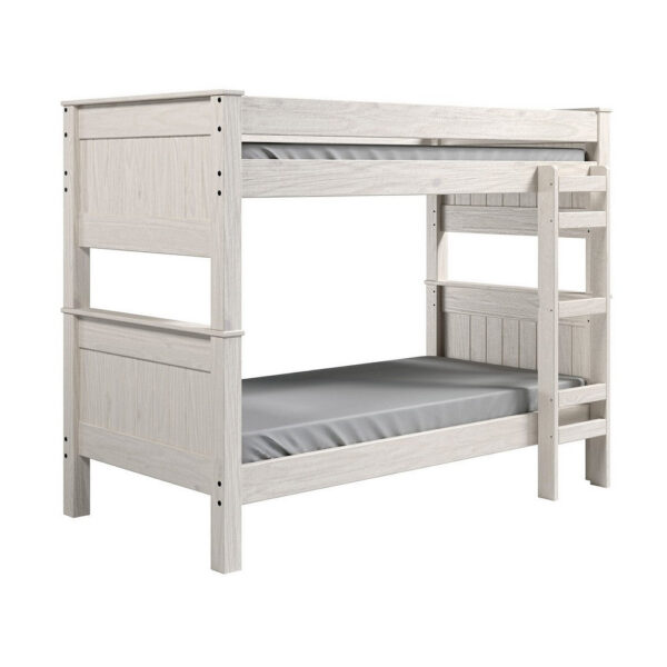 Twin/Twin Bunk Bed with Ladder, Brazilian Pine, Solid Wood, White