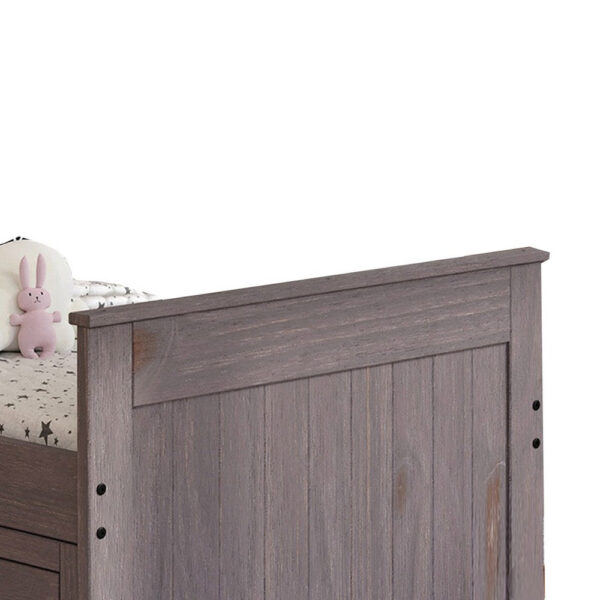 Mari Twin Captain Bed with Drawers, Rustic, Brazilian Pine, Wood, Gray