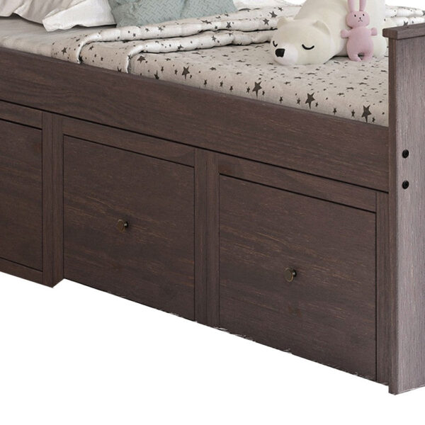 Mari Twin Captain Bed with Drawers, Rustic, Brazilian Pine, Wood, Gray