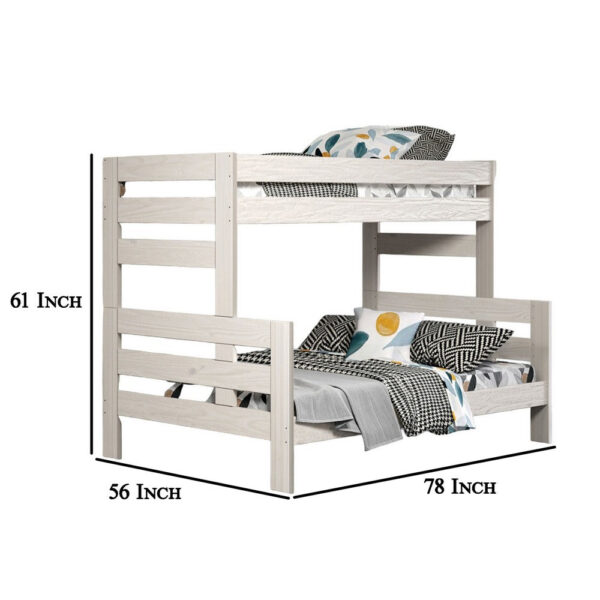 150220266991e6bbd2d6e.jpeg Damie Twin/Full Bunk Bed with Ladder, Brazilian Pine, White Solid Wood