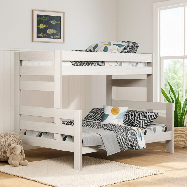 150220266991e6bd7a375.jpeg Damie Twin/Full Bunk Bed with Ladder, Brazilian Pine, White Solid Wood