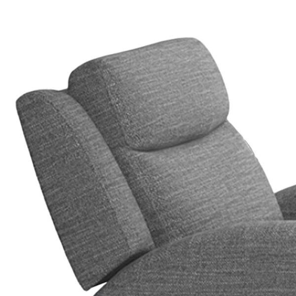 Cory Manual Recliner Chair, Contour Armrests, Solid Wood, Gray Polyester