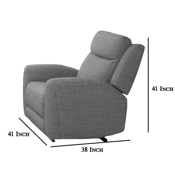 Cory Manual Recliner Chair, Contour Armrests, Solid Wood, Gray Polyester