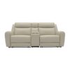 Cobe Manual Recliner Loveseat, 41 Inch, Center Console, Grain Beige Leather