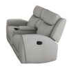 Cobe Manual Recliner Loveseat, 41 Inch, Center Console, Grain Gray Leather