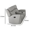 Cobe Manual Recliner Loveseat, 41 Inch, Center Console, Grain Gray Leather
