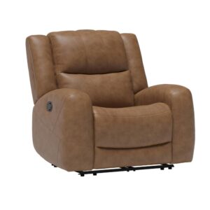 Leos Manual Recliner Chair, Contour Armrest, Wood Frame, Brown Leather