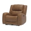 Leos Manual Recliner Chair, Contour Armrest, Wood Frame, Brown Leather