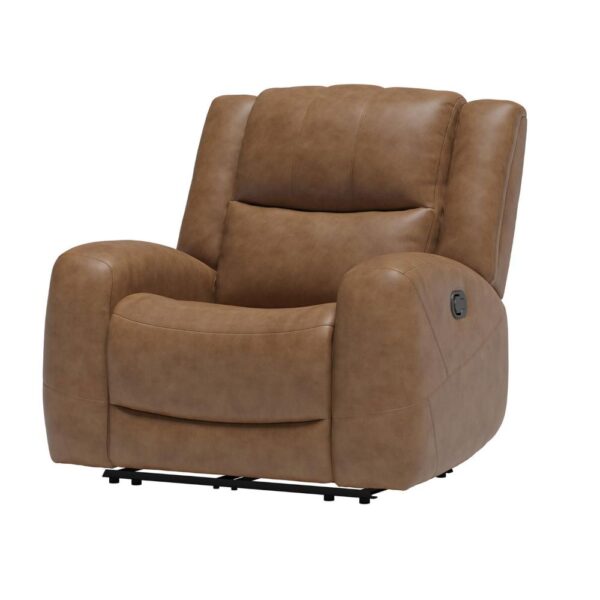 Leos Manual Recliner Chair, Contour Armrest, Wood Frame, Brown Leather