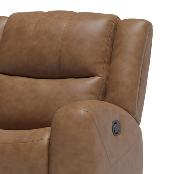 Leos Manual Recliner Chair, Contour Armrest, Wood Frame, Brown Leather