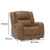 Leos Manual Recliner Chair, Contour Armrest, Wood Frame, Brown Leather