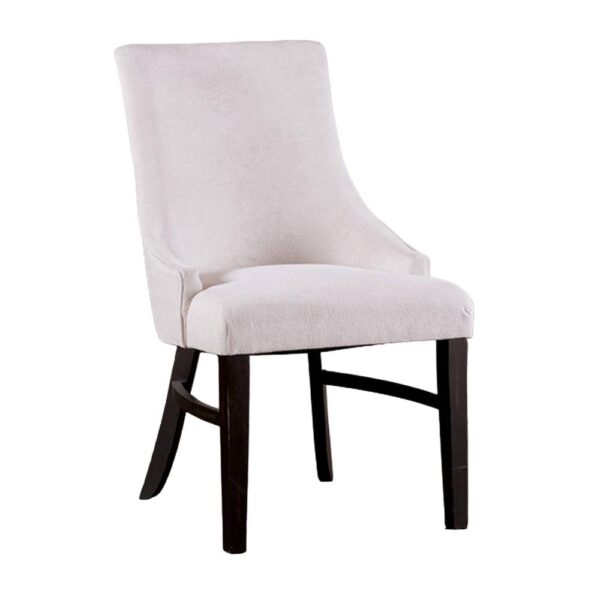 Luke Dining Armchair Set of 2 with Wingbacks, Padded, Black Wood, Beige