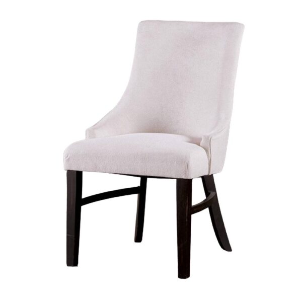 Luke Dining Armchair Set of 2 with Wingbacks, Padded, Black Wood, Beige