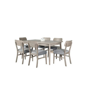 150220266991e70a4863c.jpeg Kene 7pc Dining Table Set with 6 Padded Chairs, Solid Edge Band, Gray