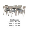 Kene 7pc Dining Table Set with 6 Padded Chairs, Solid Edge Band, Gray
