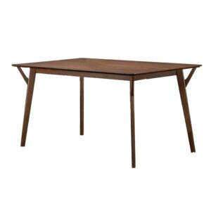 150220266991e71fee4c7.jpeg Skie Dining Table, 59 Inch Rectangular Top, Angled Legs, Brown Solid Wood