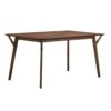 Skie Dining Table, 59 Inch Rectangular Top, Angled Legs, Brown Solid Wood