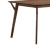 Skie Dining Table, 59 Inch Rectangular Top, Angled Legs, Brown Solid Wood