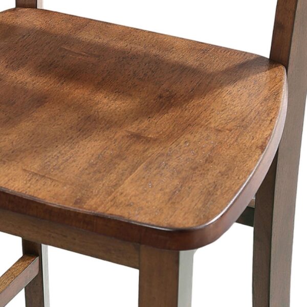 150220266991e72f0ec9b.jpeg Lasie 5 Piece Dining Table Set, 4 Chairs, Slatted Backs, Brown Solid Wood