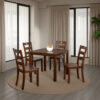 150220266991e73215fe6.jpeg Lasie 5 Piece Dining Table Set, 4 Chairs, Slatted Backs, Brown Solid Wood