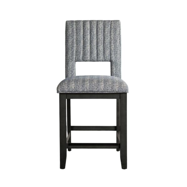 Manny Counter Height Chair Set of 2, Bluish Gray Fabric Seat and Back