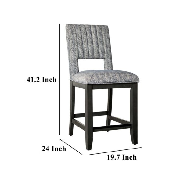 Manny Counter Height Chair Set of 2, Bluish Gray Fabric Seat and Back