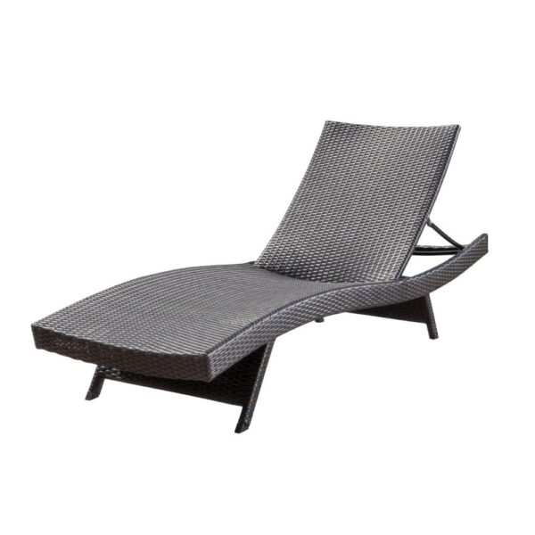 Mach Chaise Lounger, Dark Brown Rattan Wicker Frame, Outdoor, 79 Inch