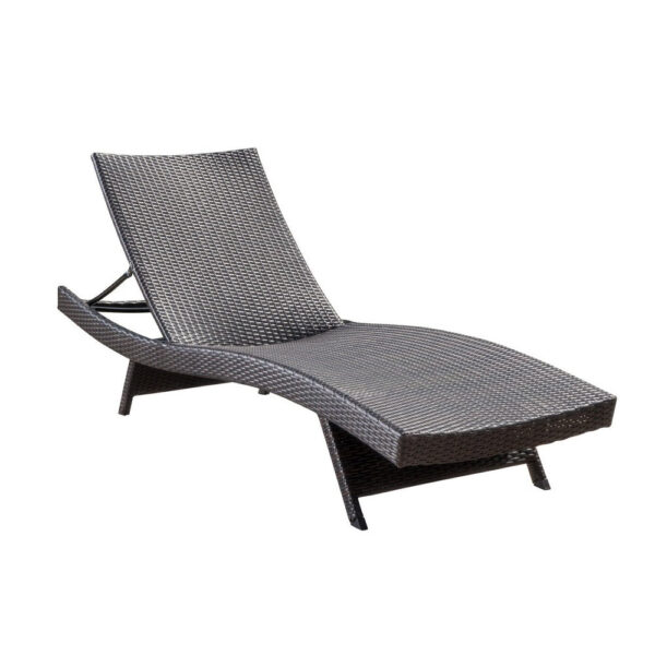 Mach Chaise Lounger, Dark Brown Rattan Wicker Frame, Outdoor, 79 Inch