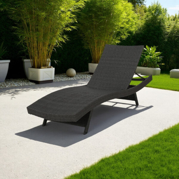 Mach Chaise Lounger, Dark Gray Rattan Wicker Frame, Outdoor, 79 Inch