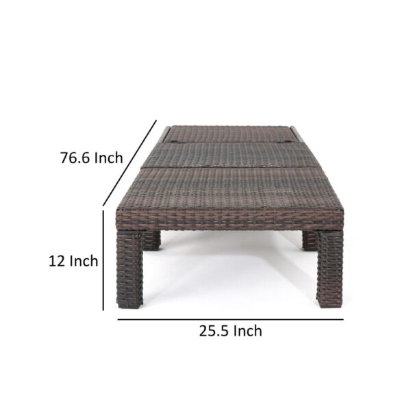 Jamia Chaise Lounger, Brown Wicker, Iron, Adjustable Backrest, 77 Inch