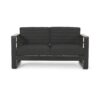 Vinia Loveseat, Outdoor Dark Gray Polyester, Wood Accents, Black, 57 Inch