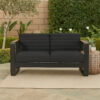 Vinia Loveseat, Outdoor Dark Gray Polyester, Wood Accents, Black, 57 Inch