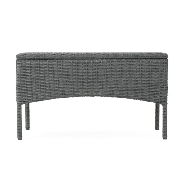 Orry 4pc Outdoor Table Set, 1 Loveseat, 2 Accent Chairs, Dark Gray Finish