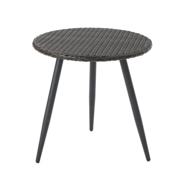 150220266991e7a0dc631.jpeg Kenny 3pc Outdoor Accent Chair Set, 1 Table, White, Brown Rattan, Iron